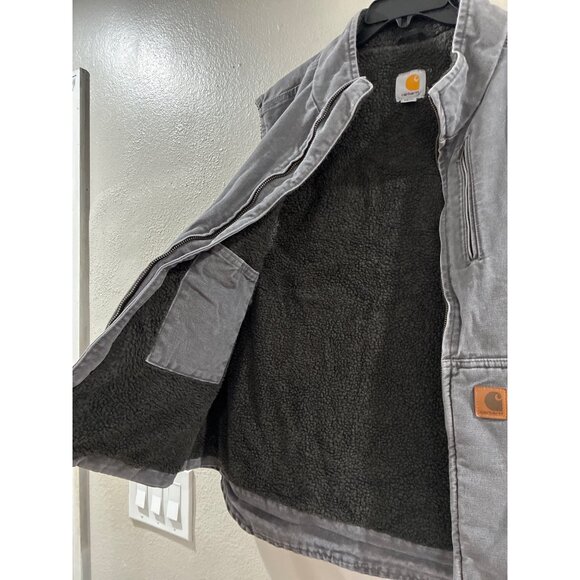Carhartt V33 GVL Sherpa-lined mock-neck vest in gravel or grey men's 2x Full zip - Picture 5 of 8
